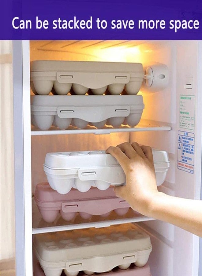 TGOPIT حامل بيض بلاستيكي من TGOPIT للثلاجة، صينية تخزين بيض قابلة للتكديس مع غطاء، علبة بيض بلاستيكية، عبوة واحدة، حاوية تخزين بيض خالية من مادة BPA تتسع لـ 18 بيضة (كريمي) - Image 3